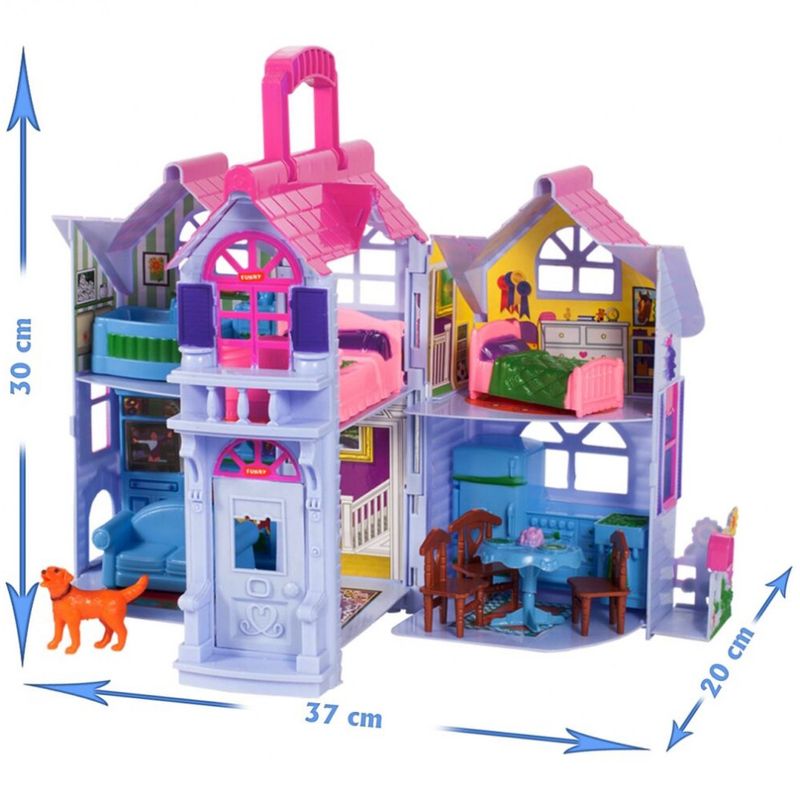 Jucarii, Copii si Bebe - Jucarii si jocuri - Papusi si accesorii - Casute de papusi si mobilier - Casuta Papusi portabila, 4 figurine Multicolor - Infinity.ro