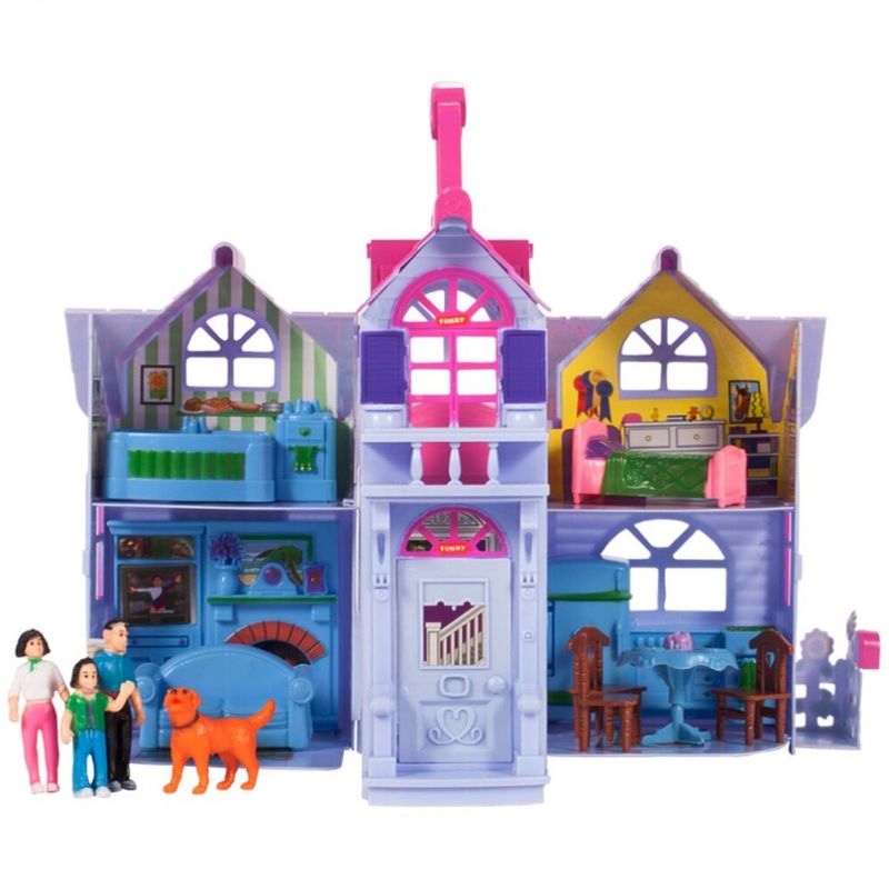 Jucarii, Copii si Bebe - Jucarii si jocuri - Papusi si accesorii - Casute de papusi si mobilier - Casuta Papusi portabila, 4 figurine Multicolor - Infinity.ro