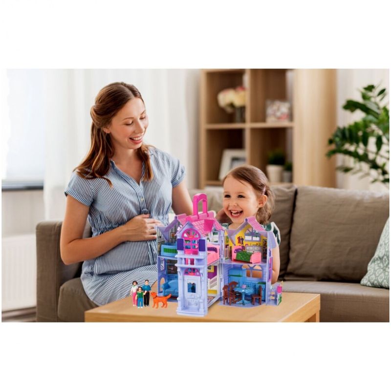Jucarii, Copii si Bebe - Jucarii si jocuri - Papusi si accesorii - Casute de papusi si mobilier - Casuta Papusi portabila, 4 figurine Multicolor - Infinity.ro
