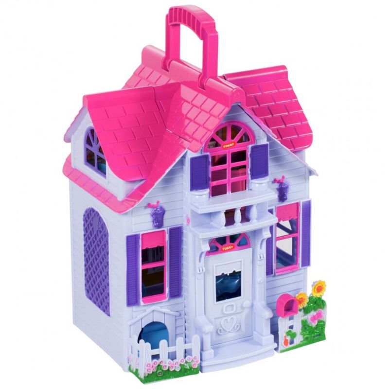 Jucarii, Copii si Bebe - Jucarii si jocuri - Papusi si accesorii - Casute de papusi si mobilier - Casuta Papusi portabila, 4 figurine Multicolor - Infinity.ro