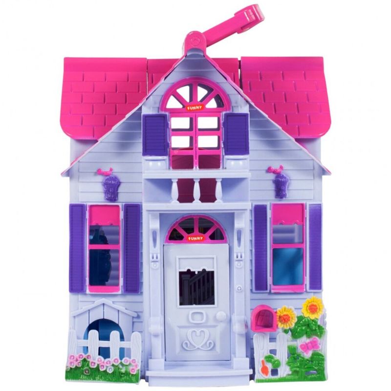 Jucarii, Copii si Bebe - Jucarii si jocuri - Papusi si accesorii - Casute de papusi si mobilier - Casuta Papusi portabila, 4 figurine Multicolor - Infinity.ro
