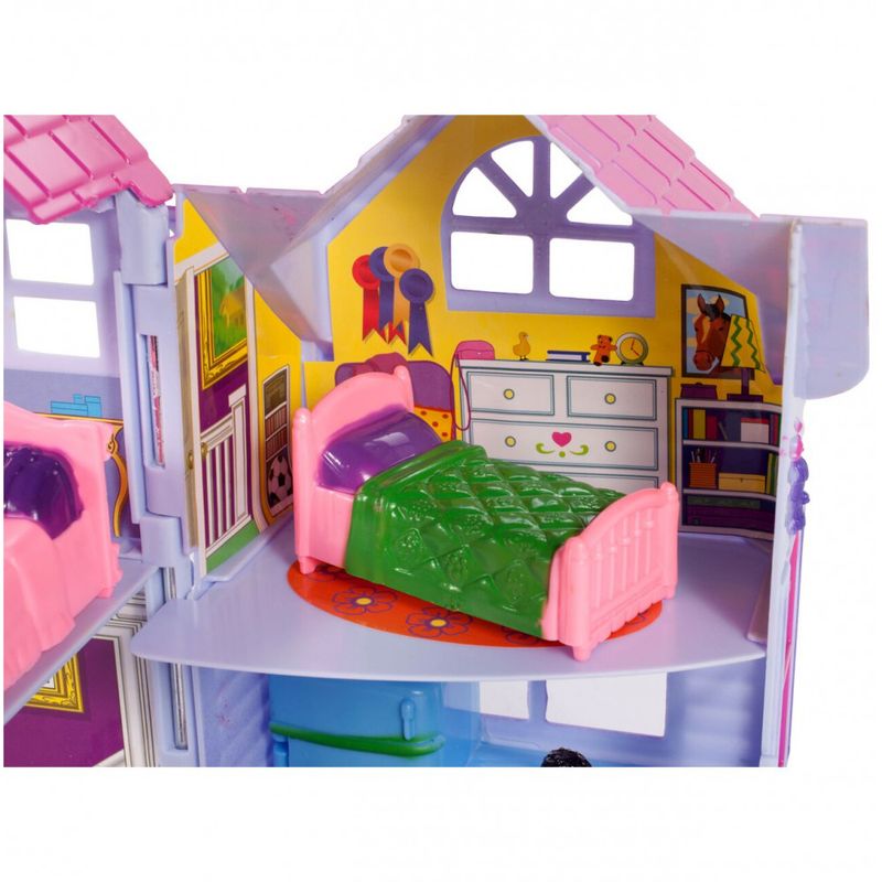 Jucarii, Copii si Bebe - Jucarii si jocuri - Papusi si accesorii - Casute de papusi si mobilier - Casuta Papusi portabila, 4 figurine Multicolor - Infinity.ro