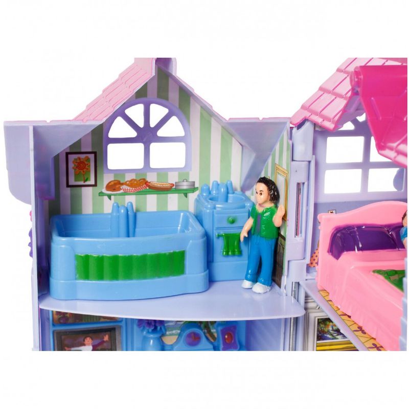 Jucarii, Copii si Bebe - Jucarii si jocuri - Papusi si accesorii - Casute de papusi si mobilier - Casuta Papusi portabila, 4 figurine Multicolor - Infinity.ro