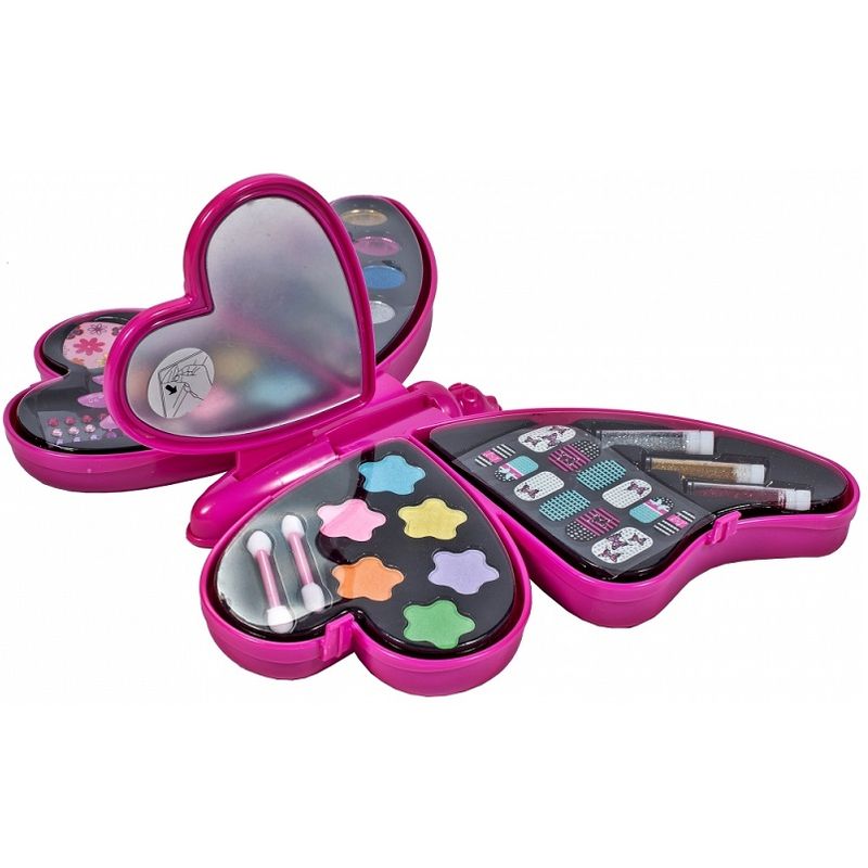 Jucarii, Copii si Bebe - Jucarii si jocuri - Jucarii de rol - Frumusete, bijuterii si accesorii fetite - Trusa de machiaj Malplay, pentru fetite in forma de fluture, Roz - Infinity.ro