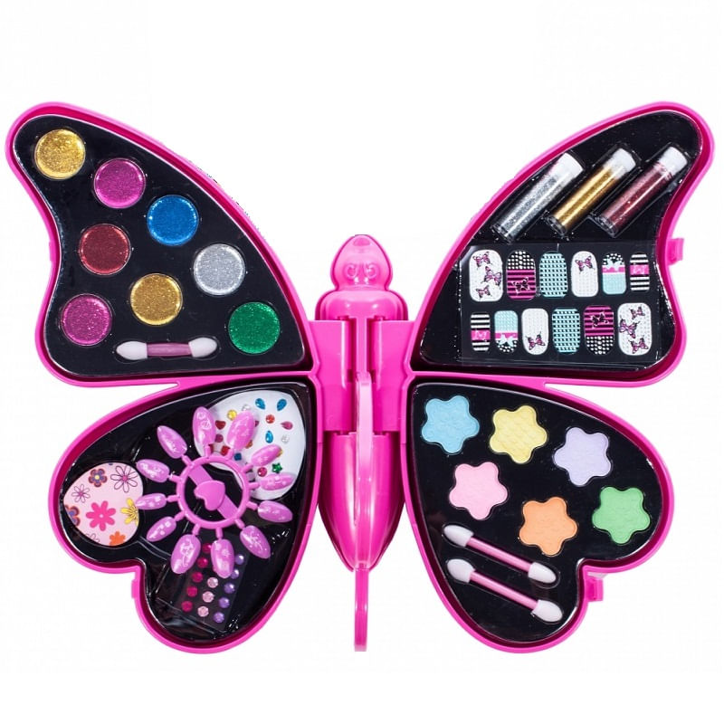 Jucarii, Copii si Bebe - Jucarii si jocuri - Jucarii de rol - Frumusete, bijuterii si accesorii fetite - Trusa de machiaj Malplay, pentru fetite in forma de fluture, Roz - Infinity.ro