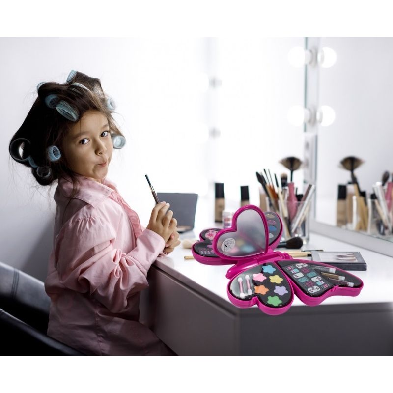 Jucarii, Copii si Bebe - Jucarii si jocuri - Jucarii de rol - Frumusete, bijuterii si accesorii fetite - Trusa de machiaj Malplay, pentru fetite in forma de fluture, Roz - Infinity.ro