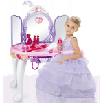 Jucarii, Copii si Bebe - Jucarii si jocuri - Jucarii de rol - Frumusete, bijuterii si accesorii fetite - Masuta de Make-Up pentru copii, MalPlay Lila - Roz cu MP3, oglinda, bagheta magica, melodii si lumini, 68 cm - Infinity.ro