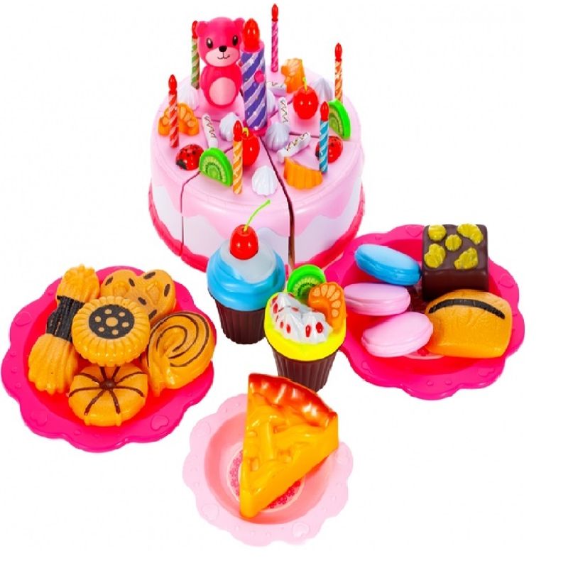 Jucarii, Copii si Bebe - Jucarii si jocuri - Jucarii de rol - Bucatarii copii - Set de joaca MalPlay, Tort cu lumanare interactiva, fursecuri si accesorii pentru sarbatorit, 80 piese - Infinity.ro