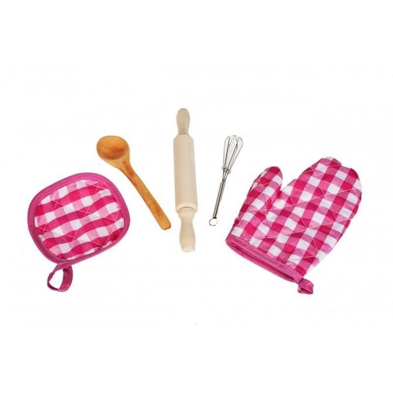 Jucarii, Copii si Bebe - Jucarii si jocuri - Jucarii de rol - Bucatarii copii - Sort si boneta de bucatarie pentru fete, Mal Play, cu accesorii de bucatarie incluse, roz - Infinity.ro