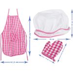 Jucarii, Copii si Bebe - Jucarii si jocuri - Jucarii de rol - Bucatarii copii - Sort si boneta de bucatarie pentru fete, Mal Play, cu accesorii de bucatarie incluse, roz - Infinity.ro