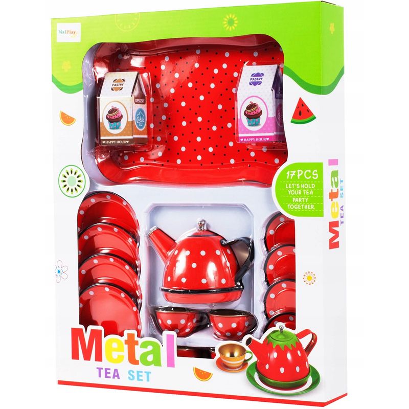 Jucarii, Copii si Bebe - Jucarii si jocuri - Jucarii de rol - Bucatarii copii - Set de ceai cu 16 accesorii, Malplay 107877 - Infinity.ro