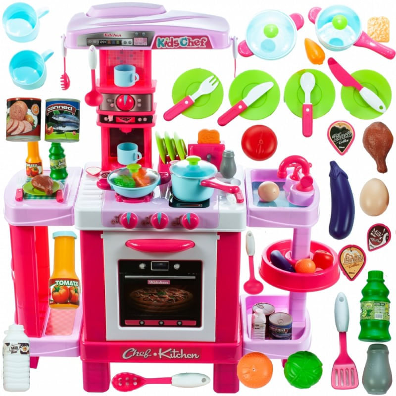Jucarii, Copii si Bebe - Jucarii si jocuri - Jucarii de rol - Bucatarii copii - Bucatarie pentru fetite MalPLay cu electrocasnice si accesorii, lumini si sunete, inaltime 87 cm - Infinity.ro