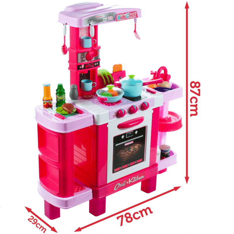 Jucarii, Copii si Bebe - Jucarii si jocuri - Jucarii de rol - Bucatarii copii - Bucatarie pentru fetite MalPLay cu electrocasnice si accesorii, lumini si sunete, inaltime 87 cm - Infinity.ro