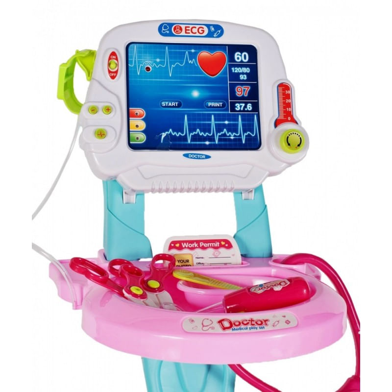 Jucarii, Copii si Bebe - Jucarii si jocuri - Jucarii de rol - Set joaca doctor - Set medical pentru fete, MalPlay, Ecograf cu sunete si lumini, accesorii incluse, Roz - Infinity.ro