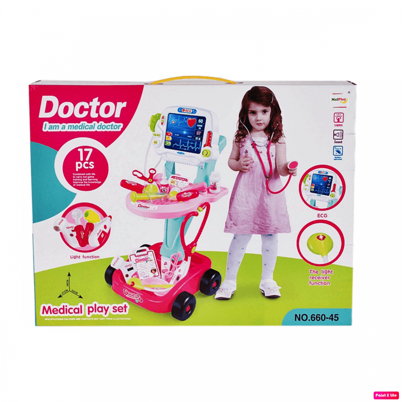 Jucarii, Copii si Bebe - Jucarii si jocuri - Jucarii de rol - Set joaca doctor - Set medical pentru fete, MalPlay, Ecograf cu sunete si lumini, accesorii incluse, Roz - Infinity.ro