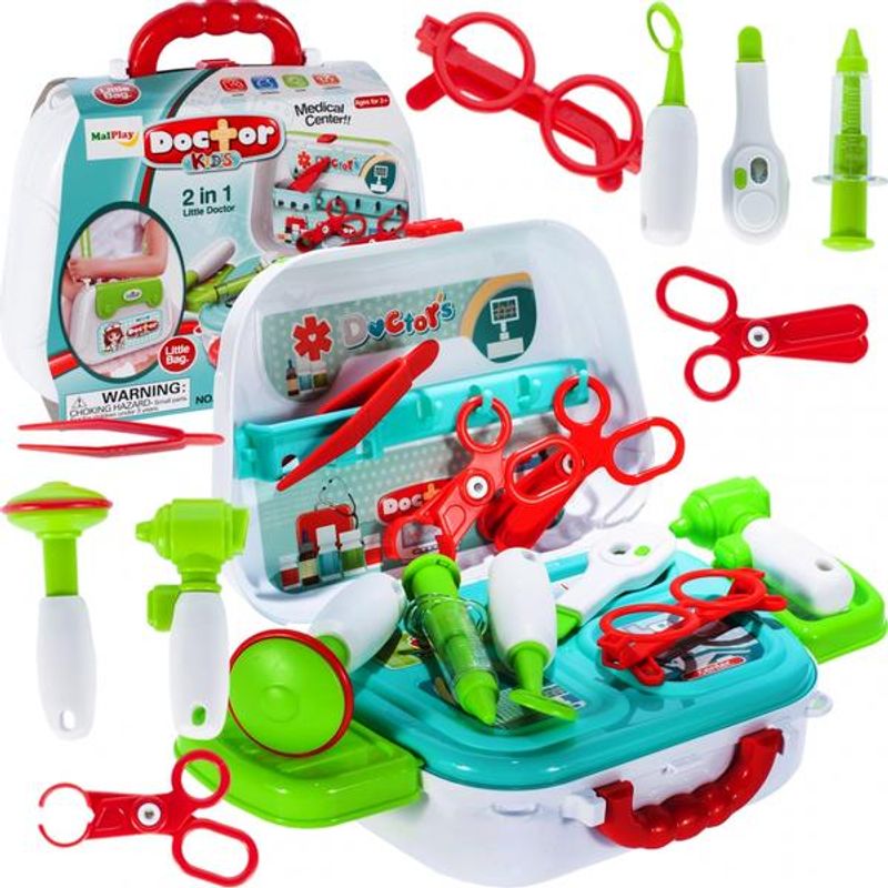 Jucarii, Copii si Bebe - Jucarii si jocuri - Jucarii de rol - Set joaca doctor - Trusa de doctor 2 in 1 MalPlay, Geanta portabila cu accesorii doctor pentru copii - Infinity.ro