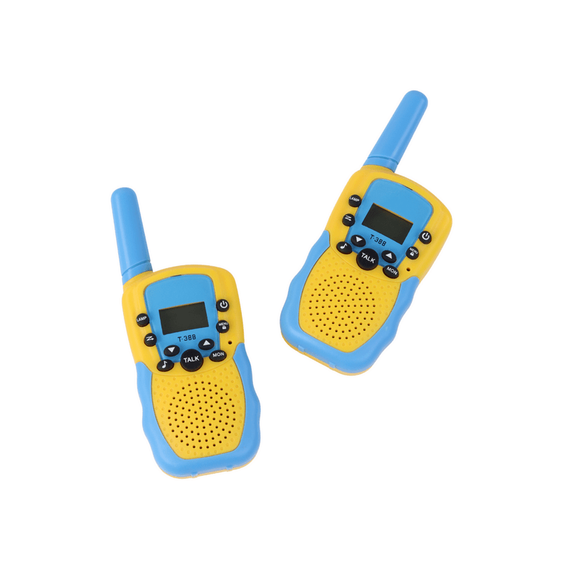 Jucarii, Copii si Bebe - Jucarii si jocuri - Jucarii bebelusi - Jucarii interactive bebelusi - Set Walkie Talkie, 14 x 5 x 2 cm, galben / albastru, raza de actiune 3 km Lean 17283 - Infinity.ro