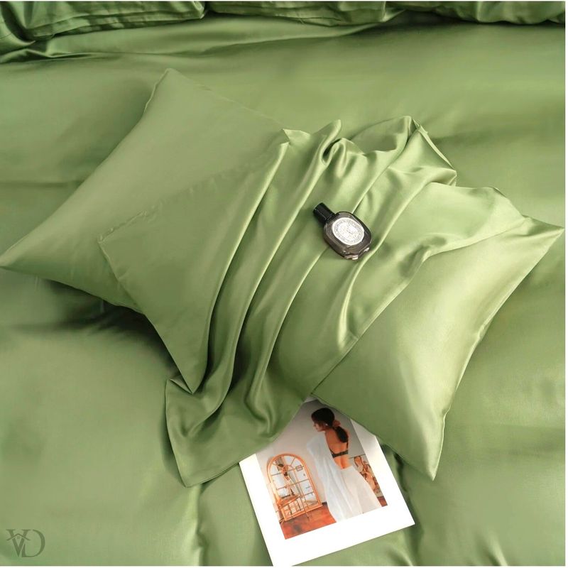 Casa si Gradina - Textile si covoare - Lenjerii de pat - Lenjerii copii - Lenjerie de pat Kotonia Home Hotel King Size, 100% bumbac, Damasc DeLux Saten, verde fistic - Infinity.ro