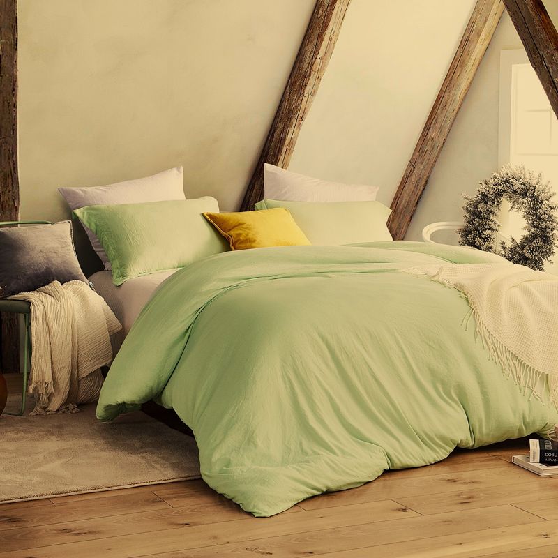 Casa si Gradina - Textile si covoare - Lenjerii de pat - Lenjerii copii - Lenjerie de pat Kotonia Home Hotel King Size, 100% bumbac, Damasc DeLux Saten, verde fistic - Infinity.ro