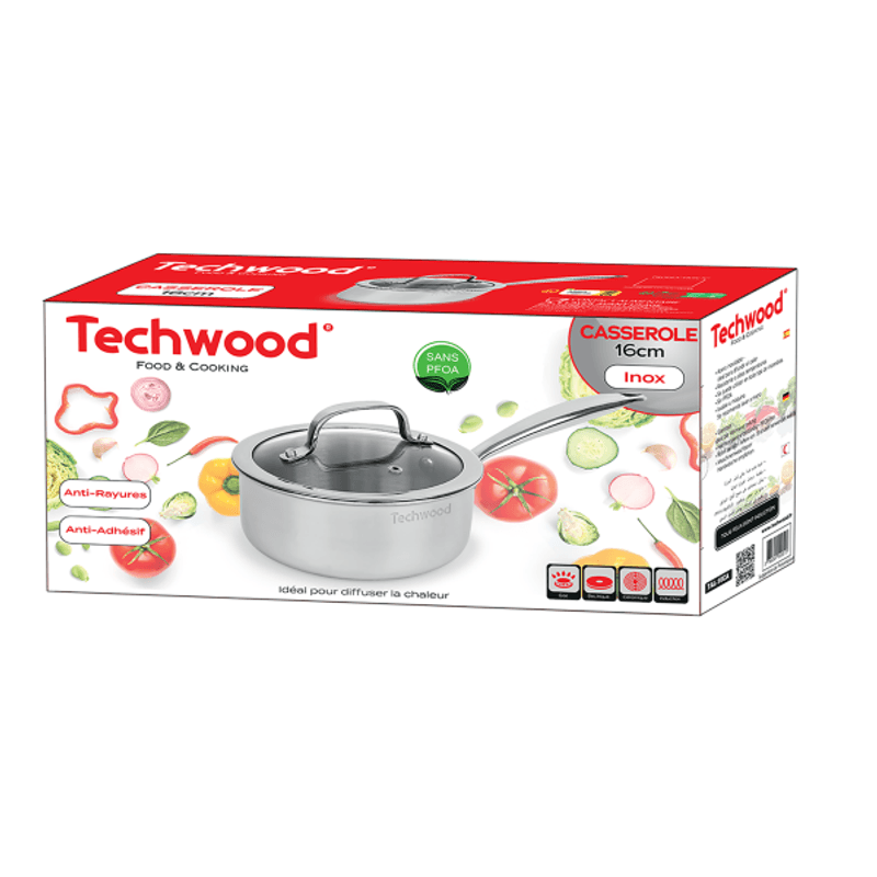 Casa si Gradina - Bucatarie si vesela - Vase pentru gatit - Oale si cratite - Cratita Techwood TAL-16CA, inox, 16cm, fara PFOA, inductie - Infinity.ro