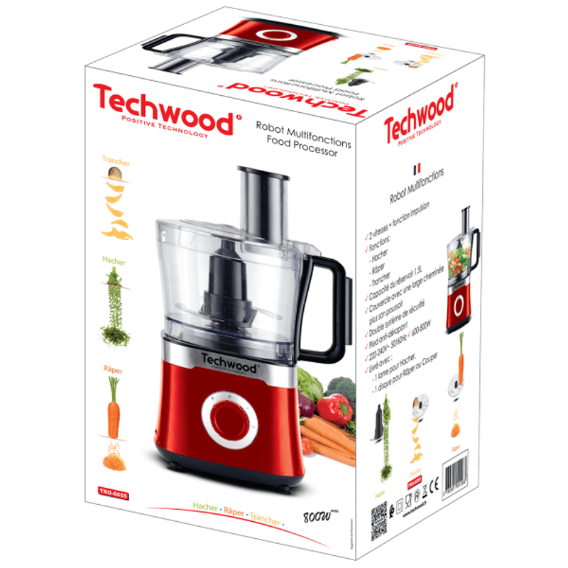 Electronice si Electrocasnice - Electrocasnice bucatarie - Mixere, tocatoare & roboti de bucatarie - Roboti de bucatarie - Robot de bucatarie Techwood TRO-6855, 800W, taiere, razuire, feliare - Infinity.ro