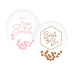 Casa si Gradina - Decoratiuni - Decoratiuni petrecere - Baloane - Set 6 baloane, din latex, cu confetti, model Team Bride, Amscan, 27.5 cm - Infinity.ro