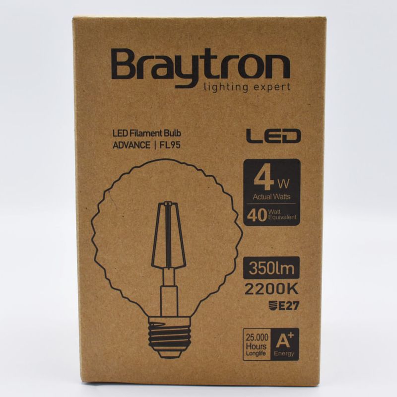 Casa si Gradina - Corpuri si surse de iluminat - Becuri si tuburi neon - Becuri - Bec LED Vintage 4W(40W) Braytron, FL95, E27, 350 lm, lumina calda (2200 K), clasa energetica G - Infinity.ro