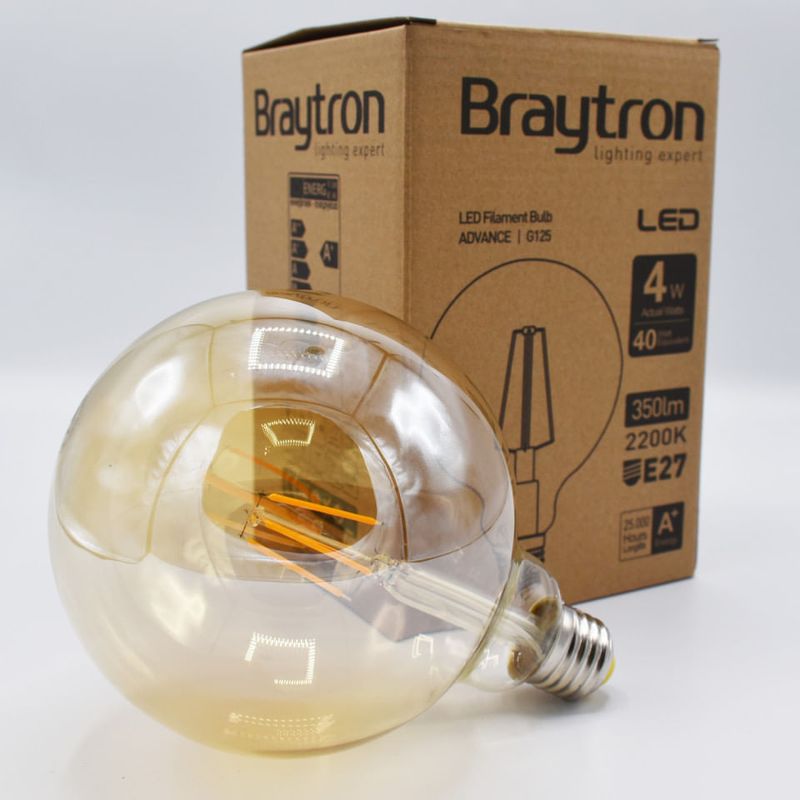 Casa si Gradina - Corpuri si surse de iluminat - Becuri si tuburi neon - Becuri - Bec LED 4W(40W) Braytron, G125, E27, 350 lm, lumina calda (2200 K), clasa energetica G - Infinity.ro