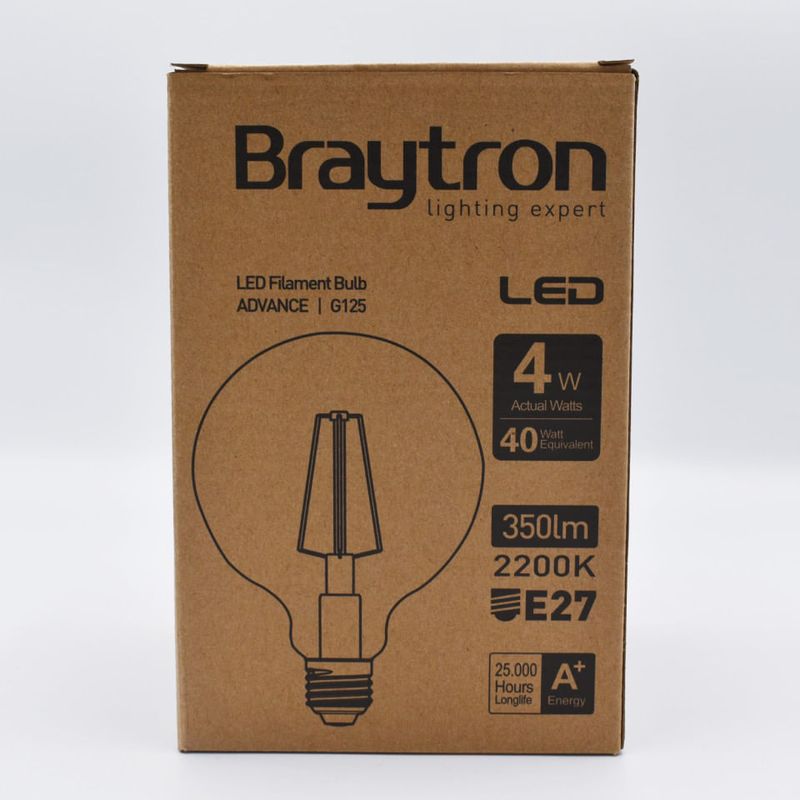 Casa si Gradina - Corpuri si surse de iluminat - Becuri si tuburi neon - Becuri - Bec LED 4W(40W) Braytron, G125, E27, 350 lm, lumina calda (2200 K), clasa energetica G - Infinity.ro