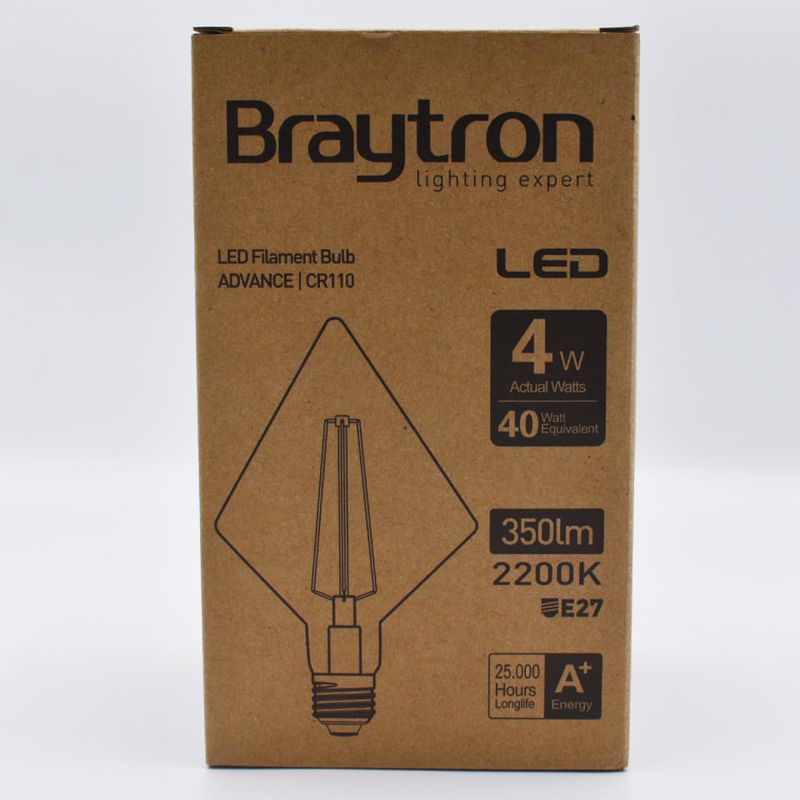 Casa si Gradina - Corpuri si surse de iluminat - Becuri si tuburi neon - Becuri - Bec LED Vintage 4W(40W) Braytron, CR110, E27, 350 lm, lumina calda (2200 K), clasa energetica G - Infinity.ro