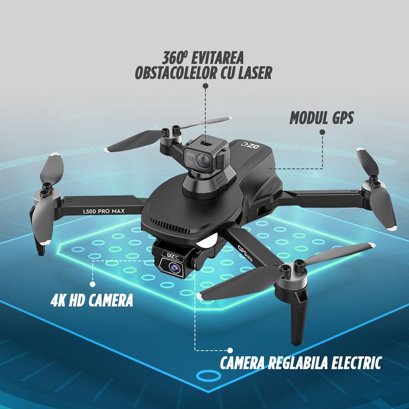 TV, Audio-Video si Foto - Camere de actiune si drone - Drone - Drona Nivazo L500 Pro Max, acumulator 2200mAh, follow me, functie de evitarea obstacolelor, autonomie pana la 25 minute, gesture selfie, raza actiune 1200 metri, aplicatie mobila, filmare si fotografi - Infinity.ro