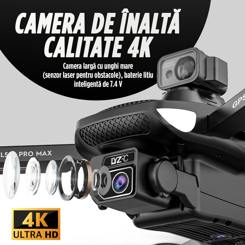 TV, Audio-Video si Foto - Camere de actiune si drone - Drone - Drona Nivazo L500 Pro Max, acumulator 2200mAh, follow me, functie de evitarea obstacolelor, autonomie pana la 25 minute, gesture selfie, raza actiune 1200 metri, aplicatie mobila, filmare si fotografi - Infinity.ro