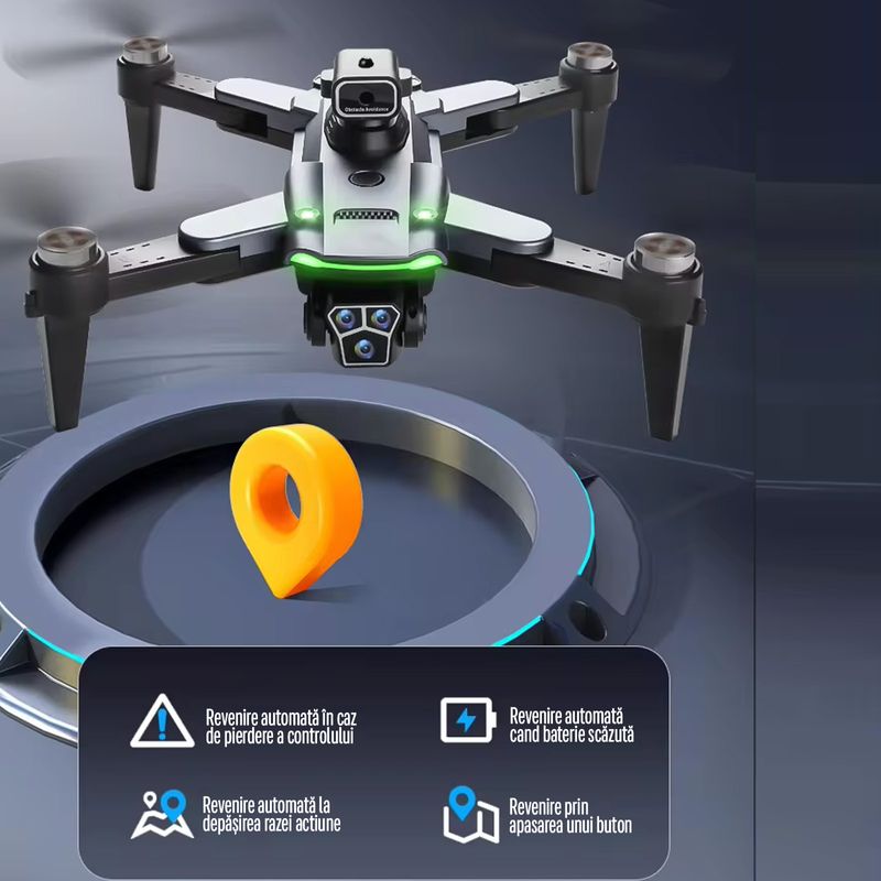 TV, Audio-Video si Foto - Camere de actiune si drone - Drone - Drona Nivazo S166, rotire 360 de grade, follow me, functie de evitarea obstacolelor, 20 de minute rezistenta bateriei, camera duala 4K, gesture selfie, aplicatie mobila, filmare si fotografiere - Infinity.ro