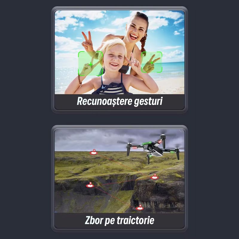 TV, Audio-Video si Foto - Camere de actiune si drone - Drone - Drona Nivazo S166, rotire 360 de grade, follow me, functie de evitarea obstacolelor, 20 de minute rezistenta bateriei, camera duala 4K, gesture selfie, aplicatie mobila, filmare si fotografiere - Infinity.ro