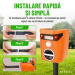Casa si Gradina - Gradinarit si plante - Intretinere gradina - Articole daunatori gradina - Aparat cu ultrasunete anti pisici, Nivazo® AR01, 2 moduri functionare, actiune 110⁰ si acoperire 10m2, incarcare solara, acumulator 600mAh - Infinity.ro