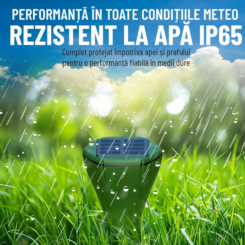 Casa si Gradina - Gradinarit si plante - Intretinere gradina - Articole daunatori gradina - Set 4 aparate anti cartite, Nivazo® AR08M, 3 moduri, acoperire 360°, raza actiune pana la 700㎡, baterie 200mAh, incarcare solara, vibratii, impermeabil IP65 - Infinity.ro