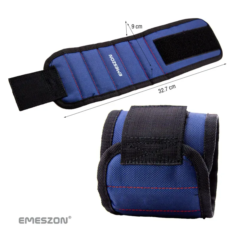 Casa si Gradina - Constructii - Depozitare, transport si protectie - Organizatoare si cutii scule - Bratara Magnetica unelte si scule, EMESZON® MW15, 15 Magneti Neodim, sustine suruburi, cuie, piulite, saibe, Albastru - Infinity.ro