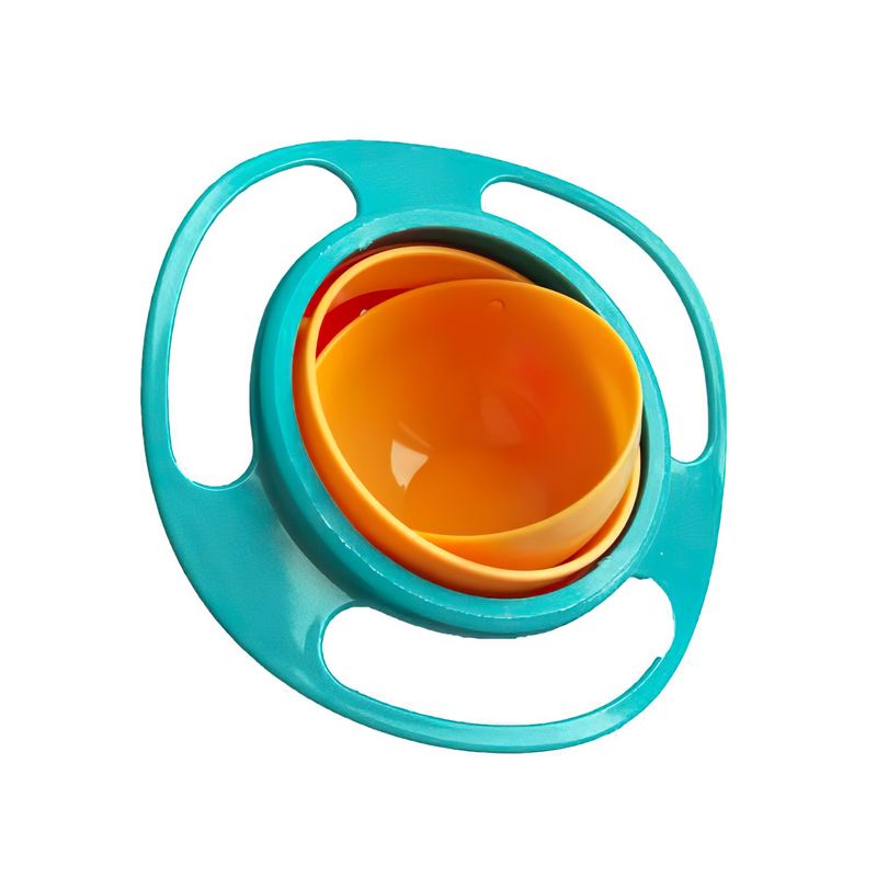Jucarii, Copii si Bebe - Hrana si alaptare - Biberoane, suzete si accesorii hranire - Articole hranire bebelusi - Bol Copii MRG M-524, Anti-Varsare, Rotire 360 grade, Verde / Portocaliu - Infinity.ro