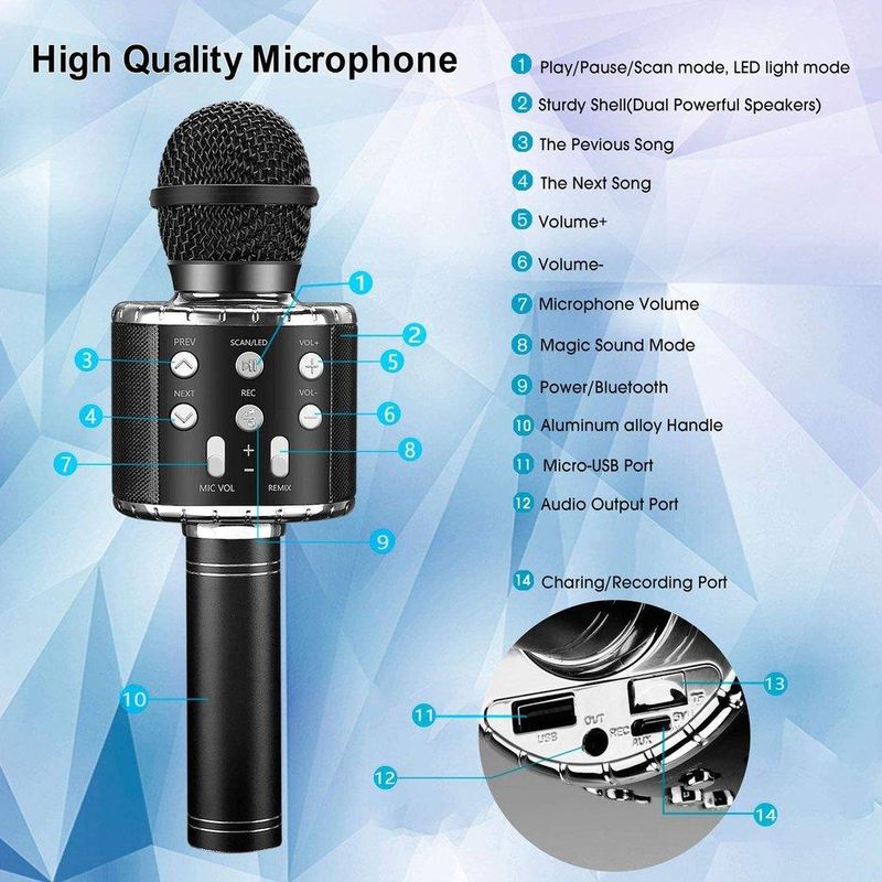 TV, Audio-Video si Foto - Audio profesionale - Microfoane profesionale - Microfon Karaoke MRG MWS858, Bluetooth, Reincarcabil, Negru - Infinity.ro