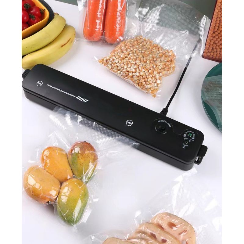 Electronice si Electrocasnice - Electrocasnice bucatarie - Mixere, tocatoare & roboti de bucatarie - Aparate de vidat - Aparat de Vidat si Sigilat Alimente MRG MFK01, cu 5x Pungi Incluse, Negru - Infinity.ro