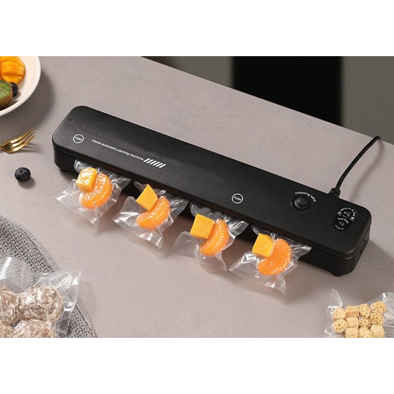 Electronice si Electrocasnice - Electrocasnice bucatarie - Mixere, tocatoare & roboti de bucatarie - Aparate de vidat - Aparat de Vidat si Sigilat Alimente MRG MFK01, cu 5x Pungi Incluse, Negru - Infinity.ro