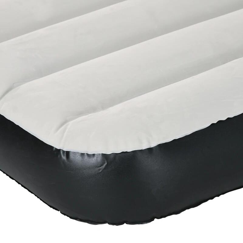 Sport si Outdoor - Camping - Saltele si accesorii pentru somn - Saltele camping - Saltea camping, 2 persoane, gonflabila, cu pompa electrica incorporata, 220-240 V, PVC, gri si negru, 203x152x30 cm - Infinity.ro