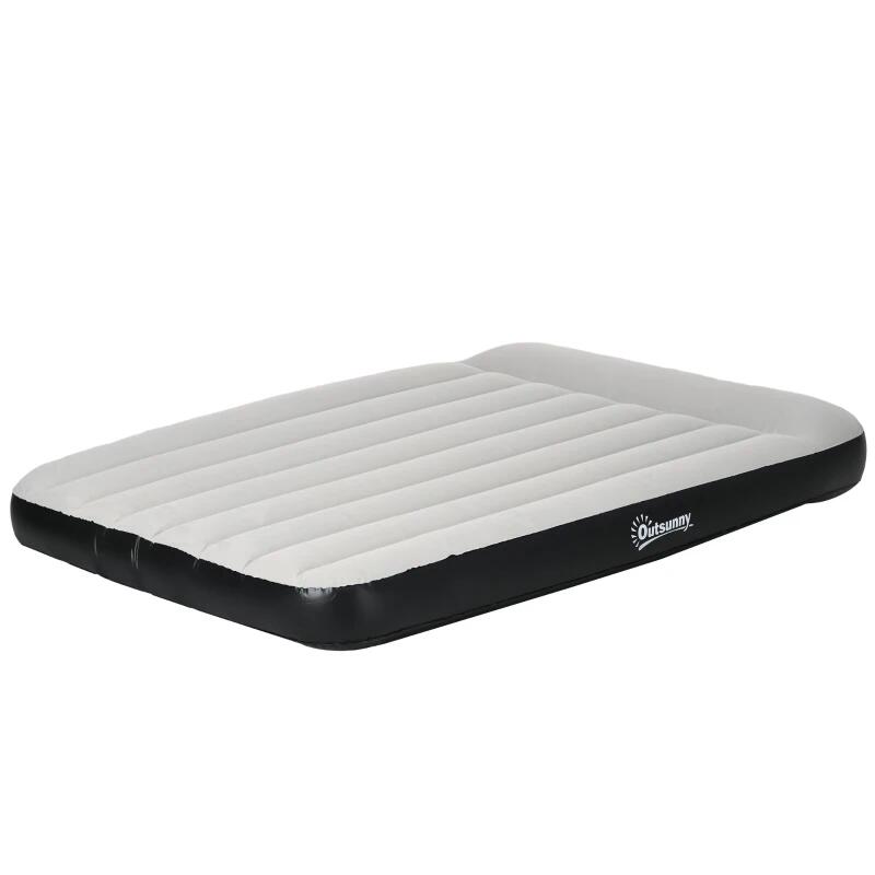 Sport si Outdoor - Camping - Saltele si accesorii pentru somn - Saltele camping - Saltea camping, 2 persoane, gonflabila, cu pompa electrica incorporata, 220-240 V, PVC, gri si negru, 203x152x30 cm - Infinity.ro