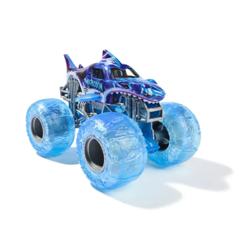 Jucarii, Copii si Bebe - Jucarii si jocuri - Vehicule si jucarii cu telecomanda - Masinute - Monster Jam Masinuta Metalica Megalodon Mov Scara 1 La 64 - Infinity.ro