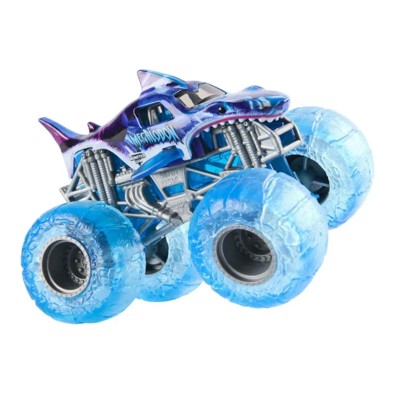 Jucarii, Copii si Bebe - Jucarii si jocuri - Vehicule si jucarii cu telecomanda - Masinute - Monster Jam Masinuta Metalica Megalodon Mov Scara 1 La 64 - Infinity.ro