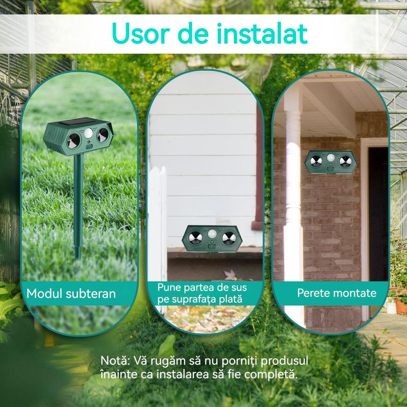 Casa si Gradina - Gradinarit si plante - Intretinere gradina - Articole daunatori gradina - Aparat Anti Daunatori Ultrasonic Solar Animale MRG M1190, Senzor, Exterior - Infinity.ro