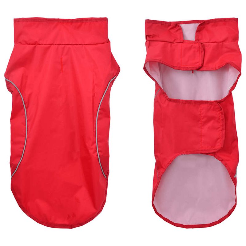 Petshop - Articole imbracaminte - Haine animale - Pelerina de ploaie pentru caini cu benzi reflectorizante XXS, roșu - Infinity.ro