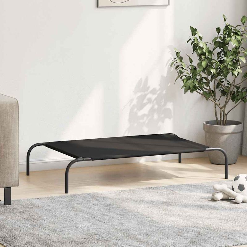 Petshop - Accesorii petshop - Culcusuri si custi - Culcusuri si saltele - Pat inaltat pentru caini negru tesatura Oxford și otel, mărime 110x65 cm - Infinity.ro