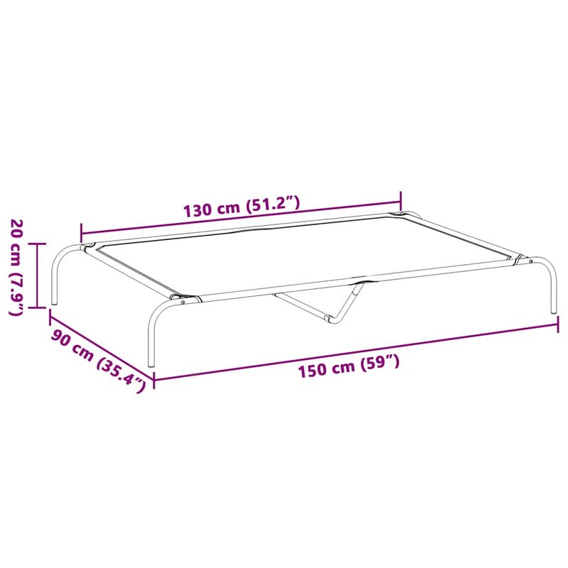 Petshop - Accesorii petshop - Culcusuri si custi - Culcusuri si saltele - Pat inaltat pentru caini gri 150x90x20 cm Textilena si otel - Infinity.ro
