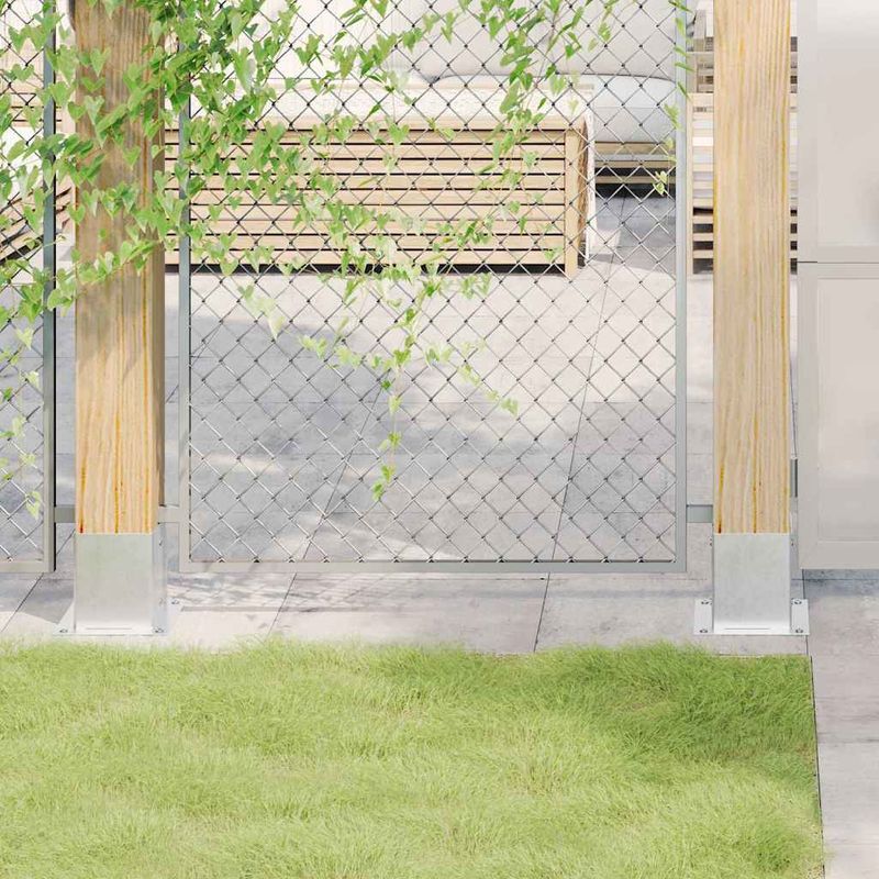Casa si Gradina - Gradina si terasa - Garduri, panouri si accesorii - Baze stalp patrate 12 buc Argintiu 101x101 mm Otel galvanizat - Infinity.ro